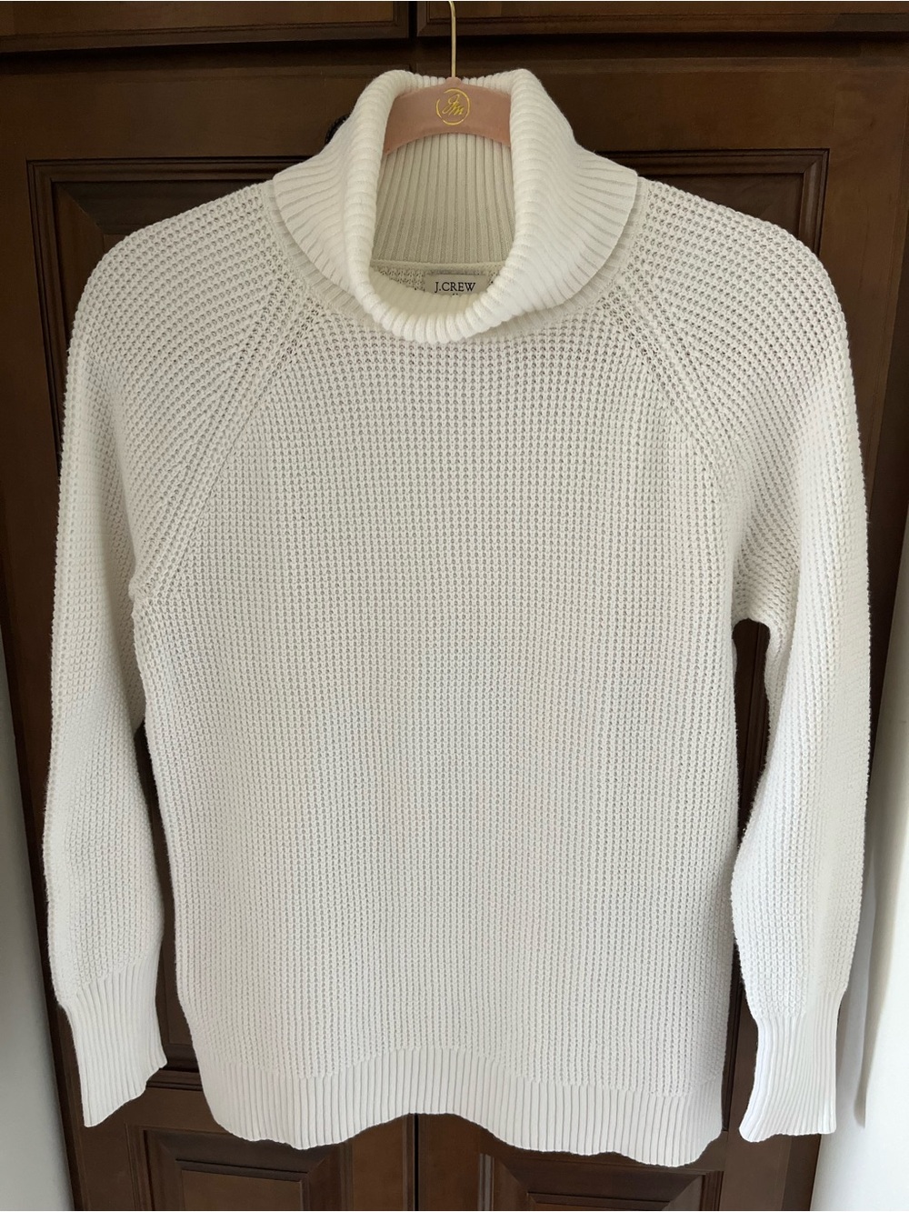 J. Crew Women's Ivory Turtleneck Textured Knit Sweater